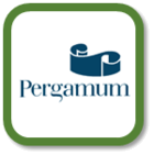 logotipo do sistema pergamum, sistema que gerencia os empréstimos de livros impressos
